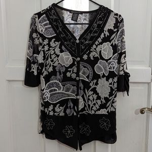 Appointments Embellished Button-Down Blouse